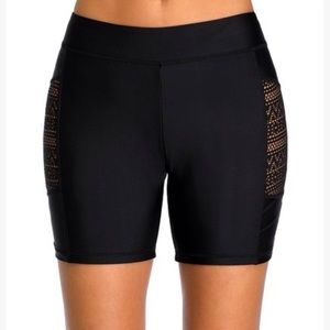 Black Crochet-Detail Bike Short Bikini Bottoms - Women & Plus Size XL
